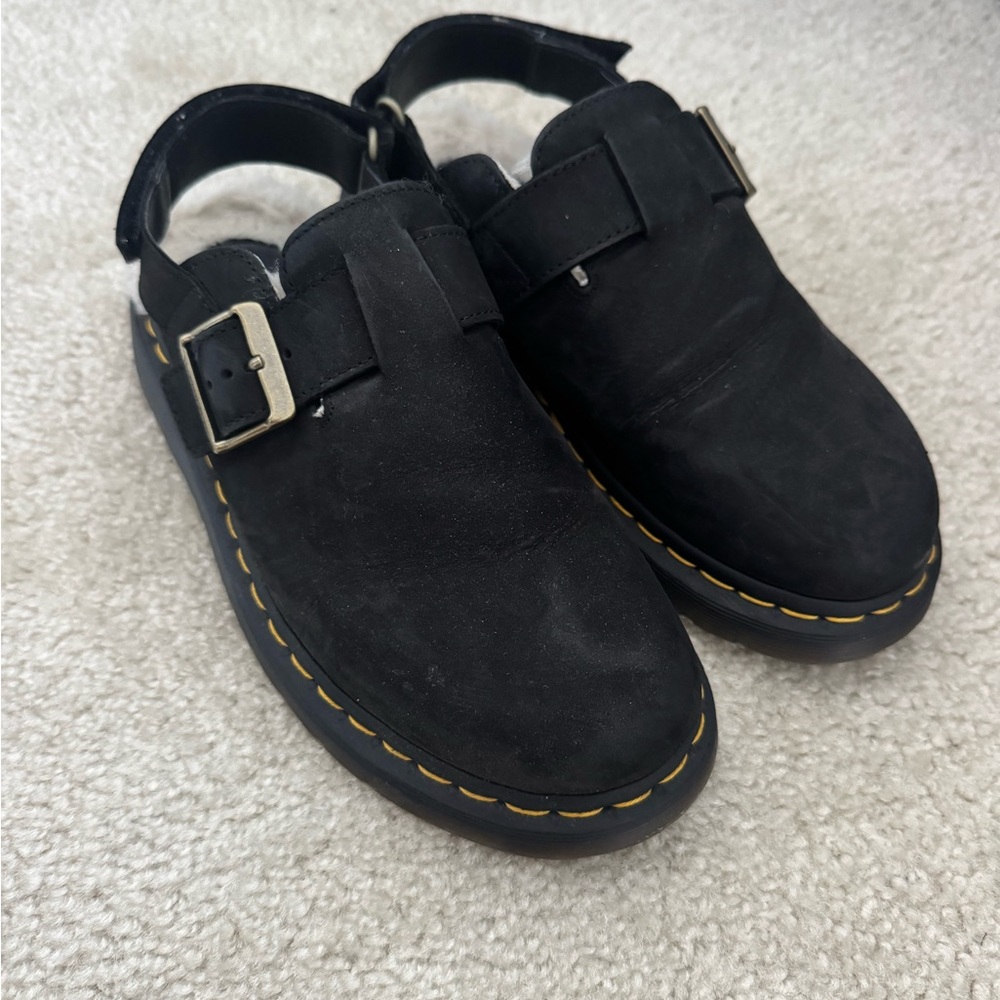 Dr. Martens Black Buckle Strap Clog